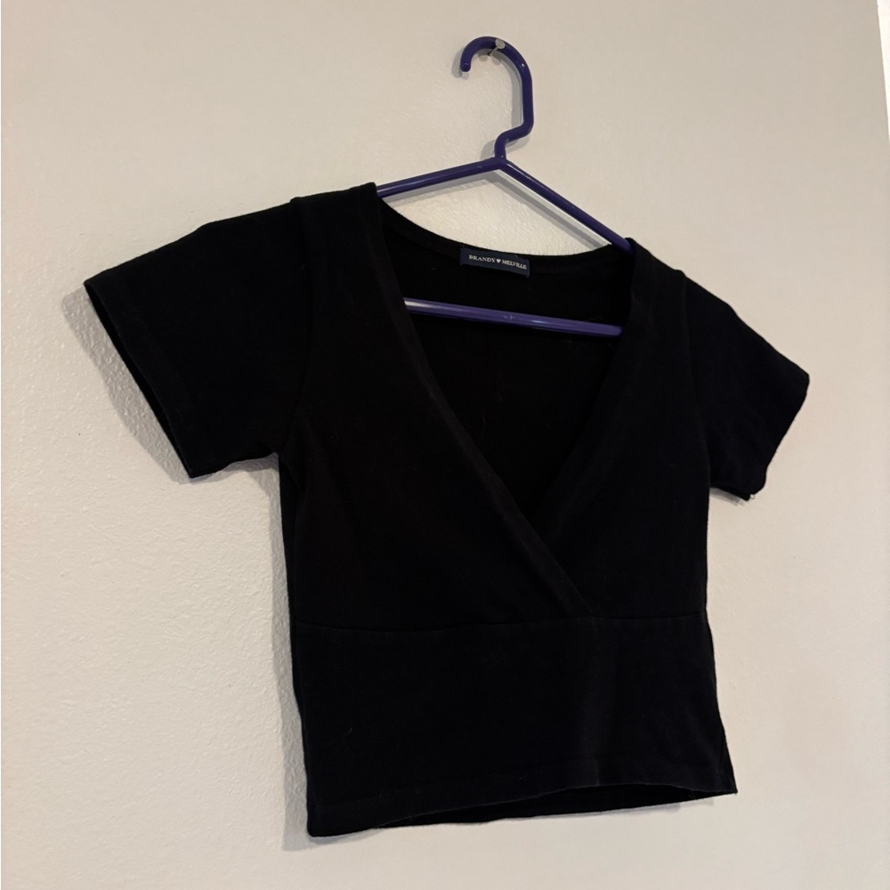 Brandy Melville Black V-Neck Blouse